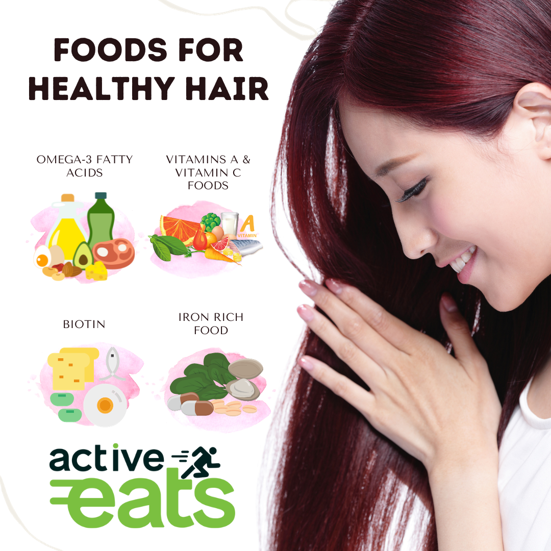 To promote healthy hair, include foods rich in essential nutrients: Salmon: Omega-3 fatty acids support hair growth. Spinach: Iron, vitamins A and C aid in hair health. Greek Yogurt: Protein and probiotics boost hair strength. Walnuts: Biotin and vitamin E enhance hair growth. Sweet Potatoes: Beta-carotene contributes to a healthy scalp.