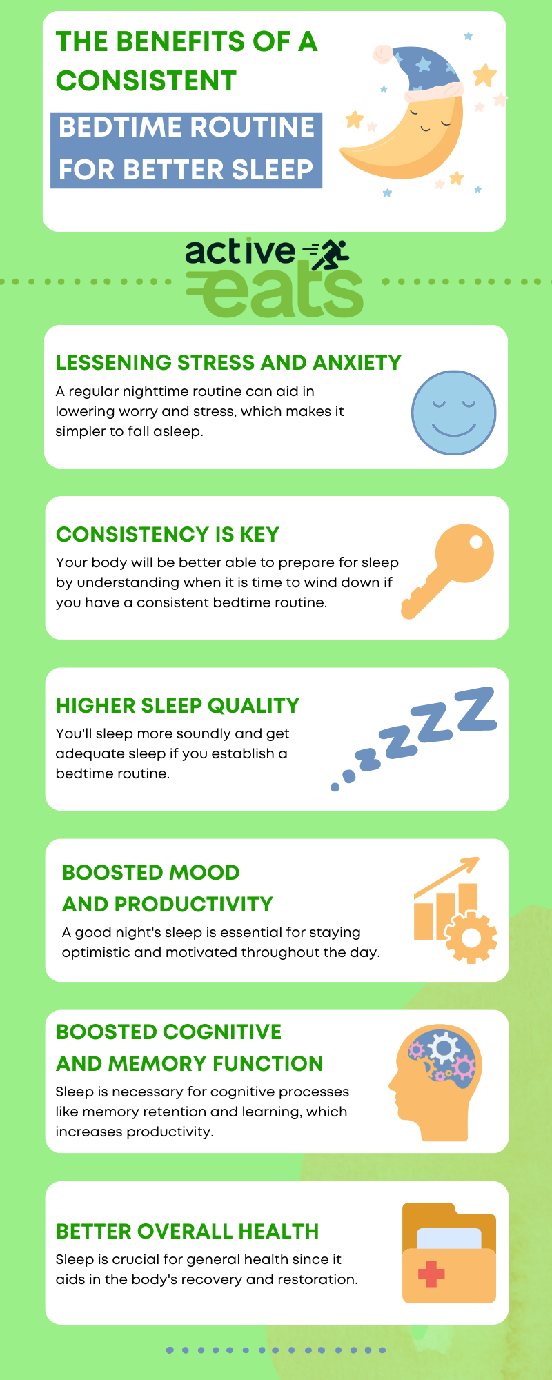 A bedtime routine offers various benefits, including improved sleep quality, reduced stress, and anxiety. It helps regulate sleep patterns and can be particularly important for children, instilling a sense of security and structure. Such routines can enhance family bonding and establish healthy sleep habits, contributing to overall well-being.