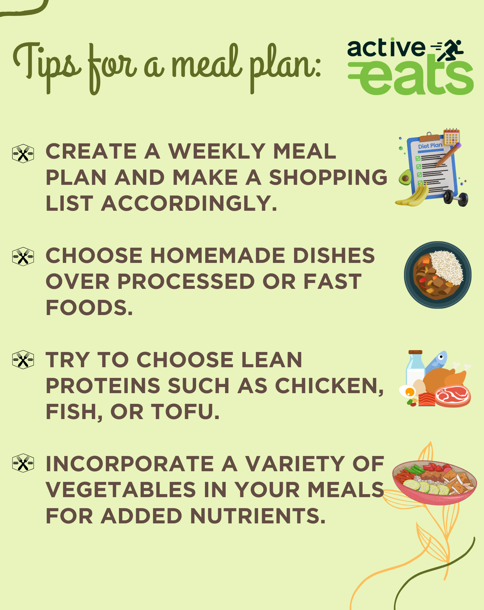 Basic tips to consider while planning a healthy meal.