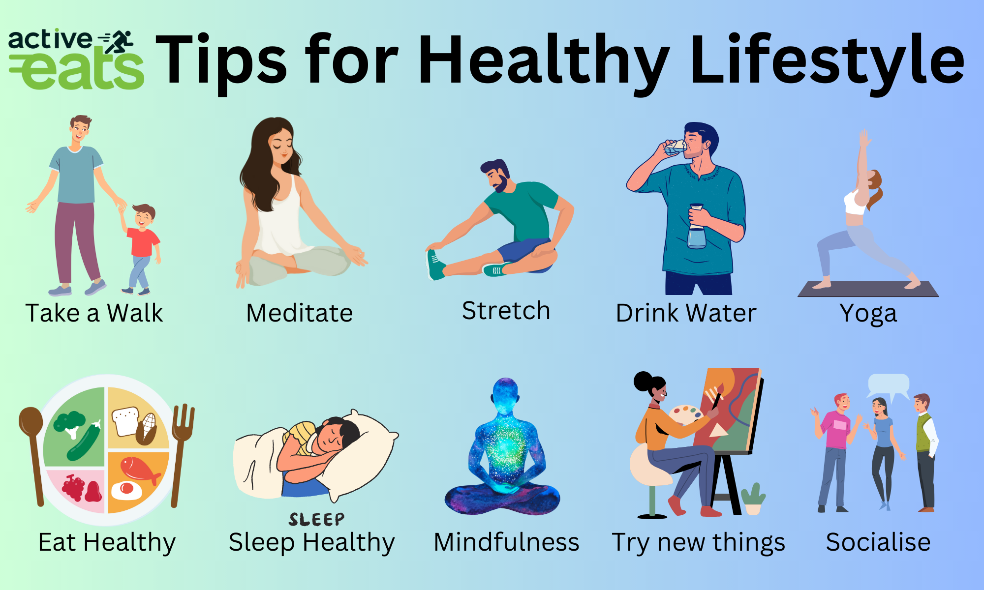 Basic tips and suggestions to includes in your life for overall healthy lifestyle.