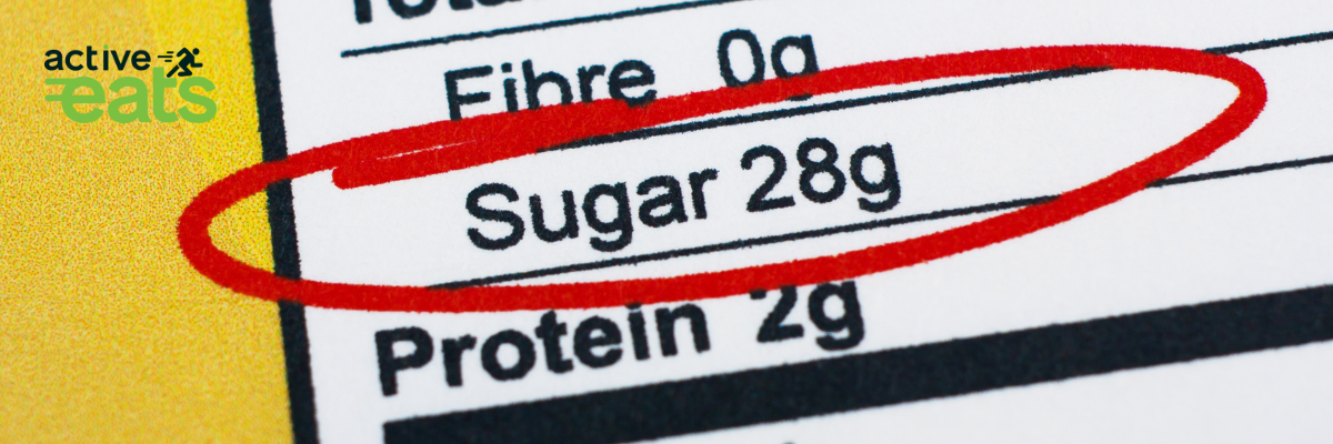 picture indicating food label indicating the amount of sugar it contains.