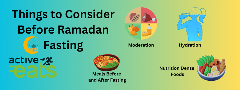 Key considerations before Ramadan fasting: consulting a doctor, managing chronic conditions, preparing a balanced diet, staying hydrated, and adjusting medications