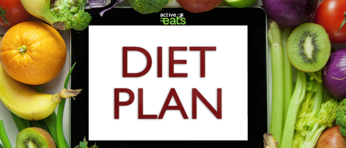 image shows various fruits and vegetables with text "Diet plan" written at the Centre of all fruits