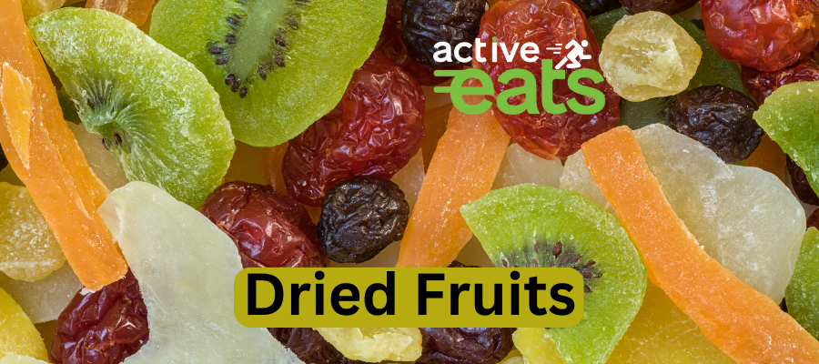 Image showing dried fruits with text written "Dried Fruits" written at the Centre.